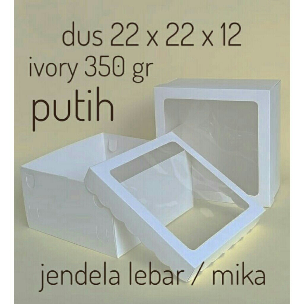 Dus kue ukuran 22x22x12/box kue/kotak kue/dus kue putih ivory/kemasan kue