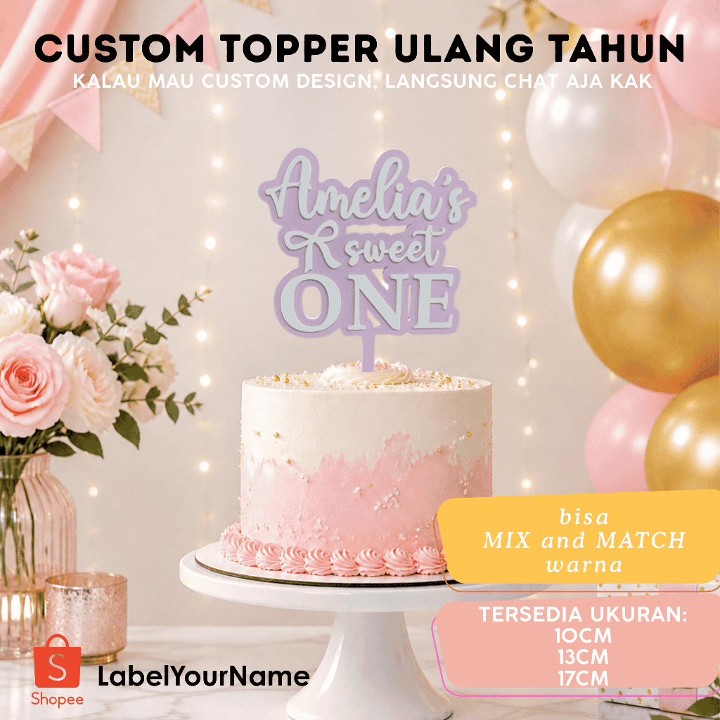 Topper kue Ulang Tahun Topper Happy Birthday cake custom NAMA