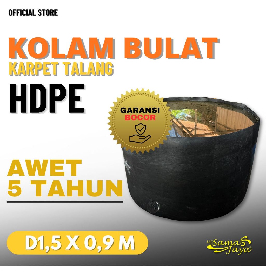 Kolam Tanpa Rangka D1,5 T90 Bahan HDPE - Kolam Bulat Siap Pakai