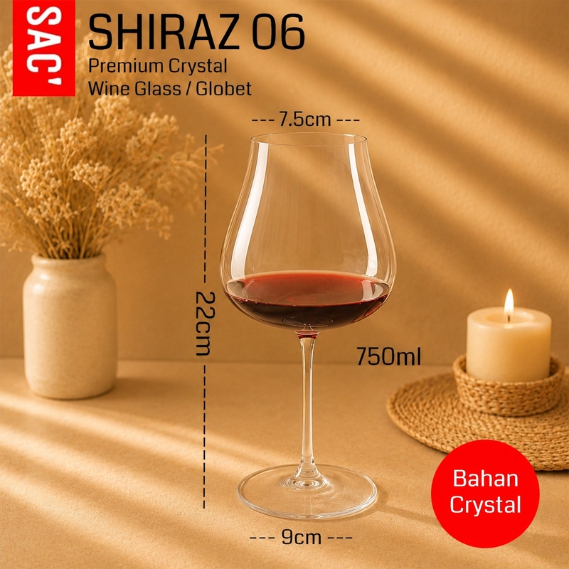 SHIRAZ 06 Gelas Wine Kaca Wine Globet Wine Glass Anggur Crystal Glass Gelas Kristal Red Glass