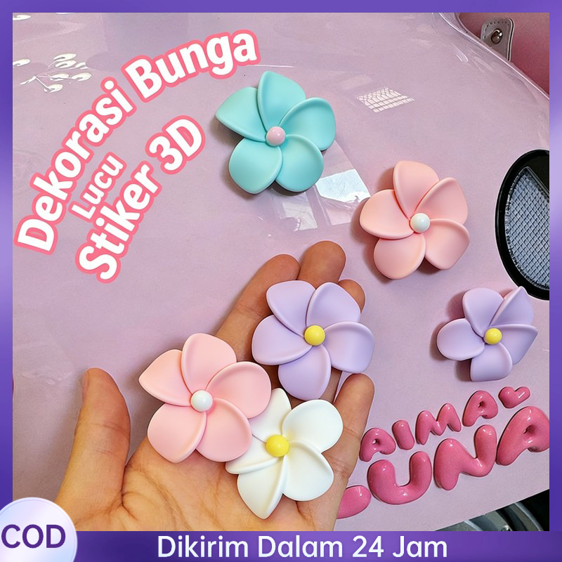 3pcs Stiker 3d Bunga Lucu Aksesori Stiker Mobil Bunga Bentuk Bunga Sakura Stiker Bunga Mobil Univers