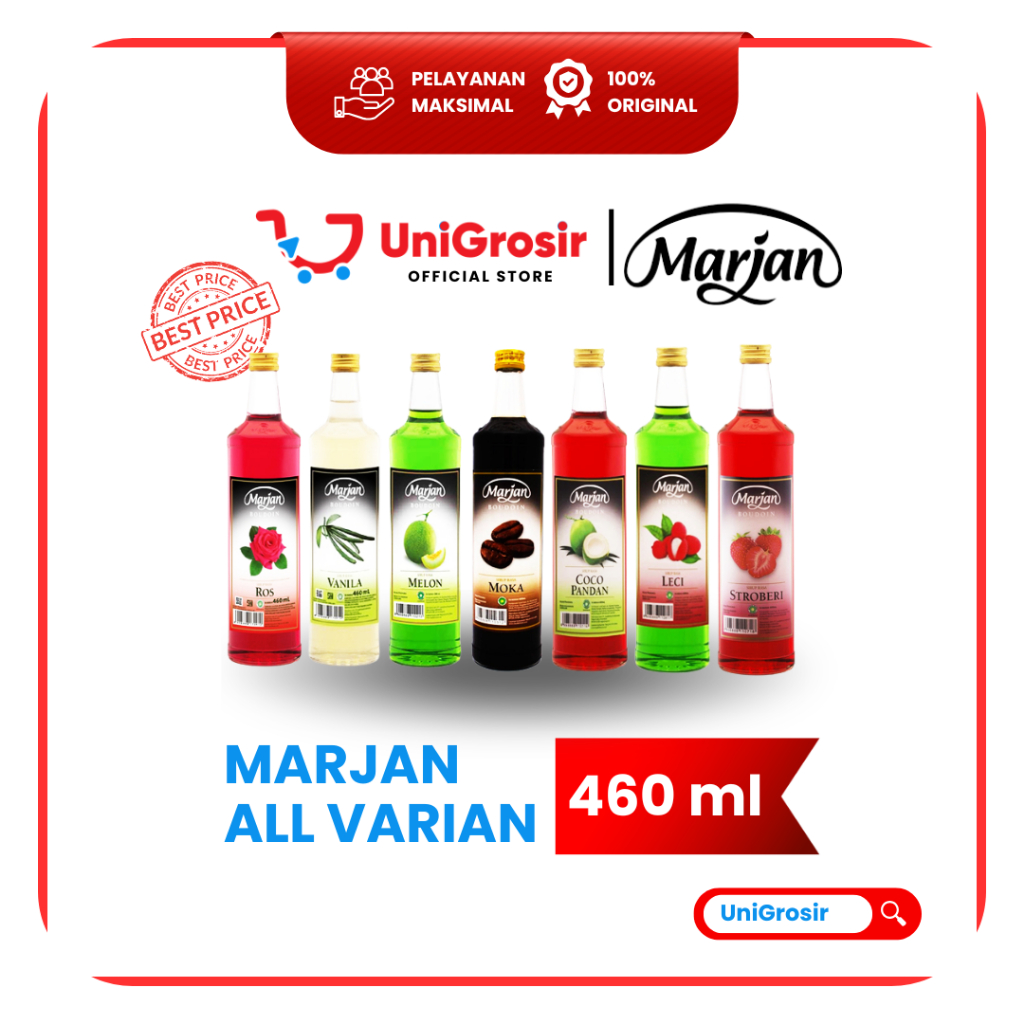 [UniGrosir] MARJAN SYRUP BOUDOIN | MELON | MOCCA MOKA | LYCHEE LECI | COCO PANDAN | ROSE ~ 460 ml