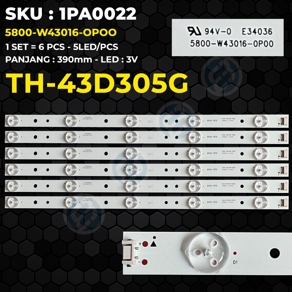 BACKLIGHT TV PANASONIC 43 Inch TH-43D305G 5800-W43016-OPOO