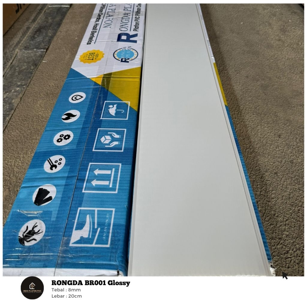 Plafon PVC Putih Polos Glossy BR001 (Perlembar)