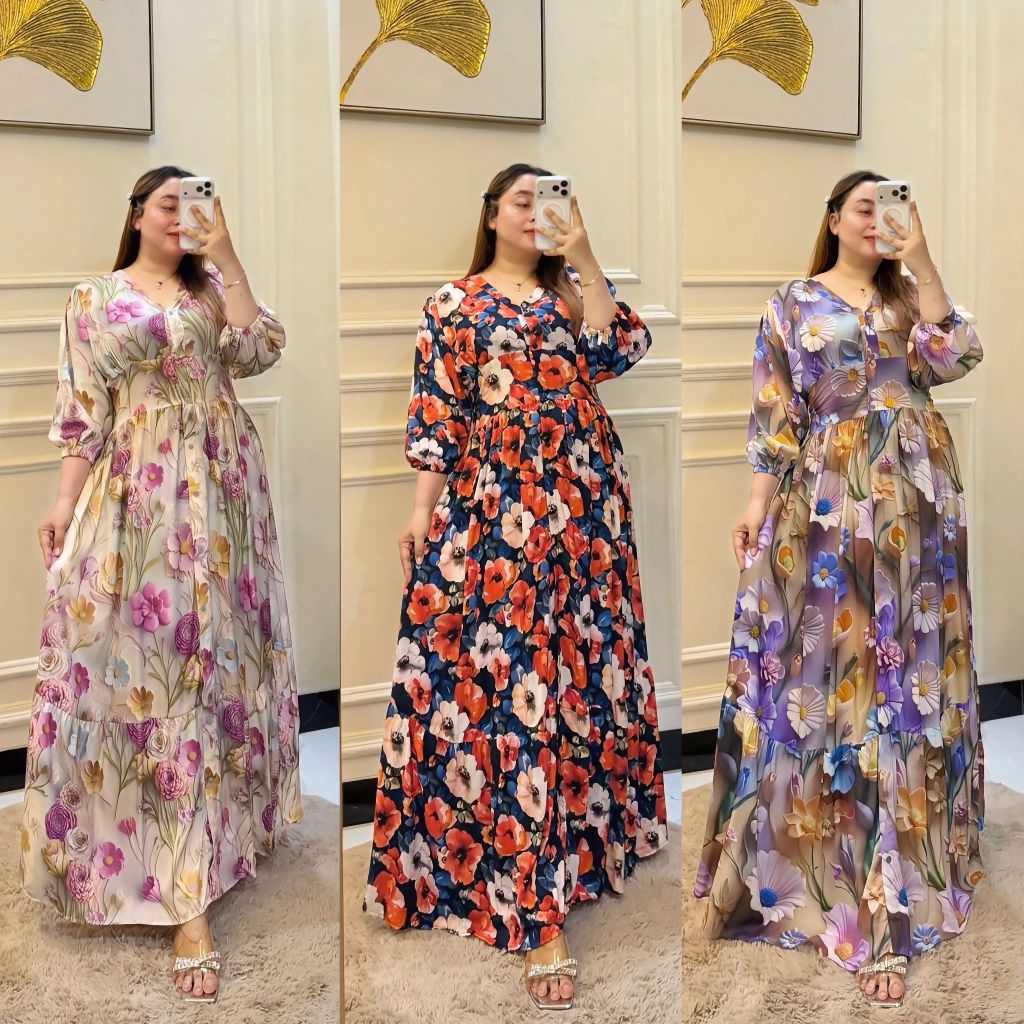 Aurora Dress Pantai Dress Mewah Hijab dan Non Hijab Dress Rayon Premium Wanita Muslim Kekinian Gamis