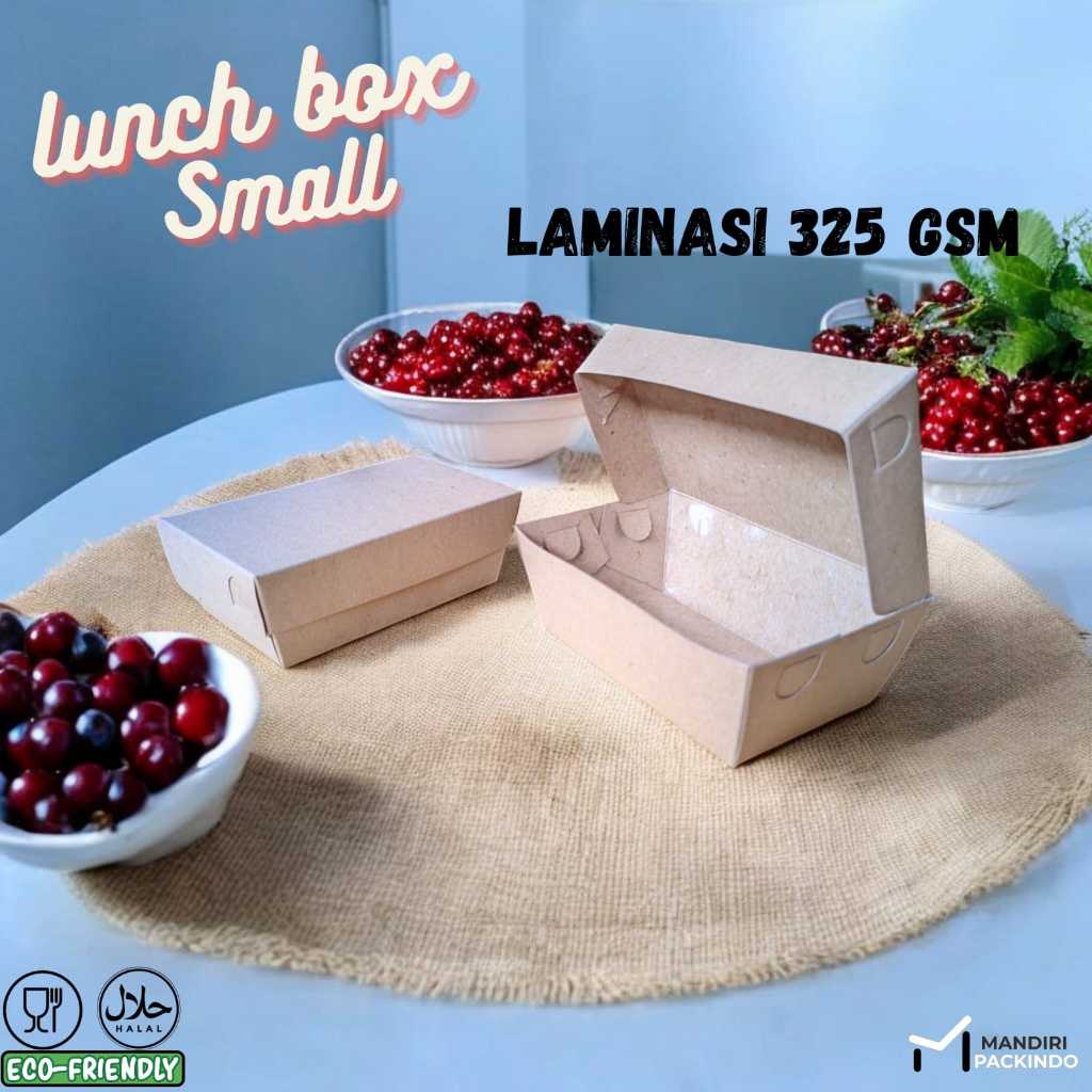 Paper Lunch Box Small Laminasi 100 pcs 325 gsm | paper Kraft coklat berlaminasi small