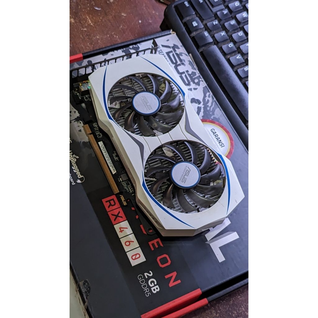 Jual VGA Card Asus RX 460 2GB Kondisi Normal Full Set Dus Buku untuk Grafis Editing Game Spec Middle