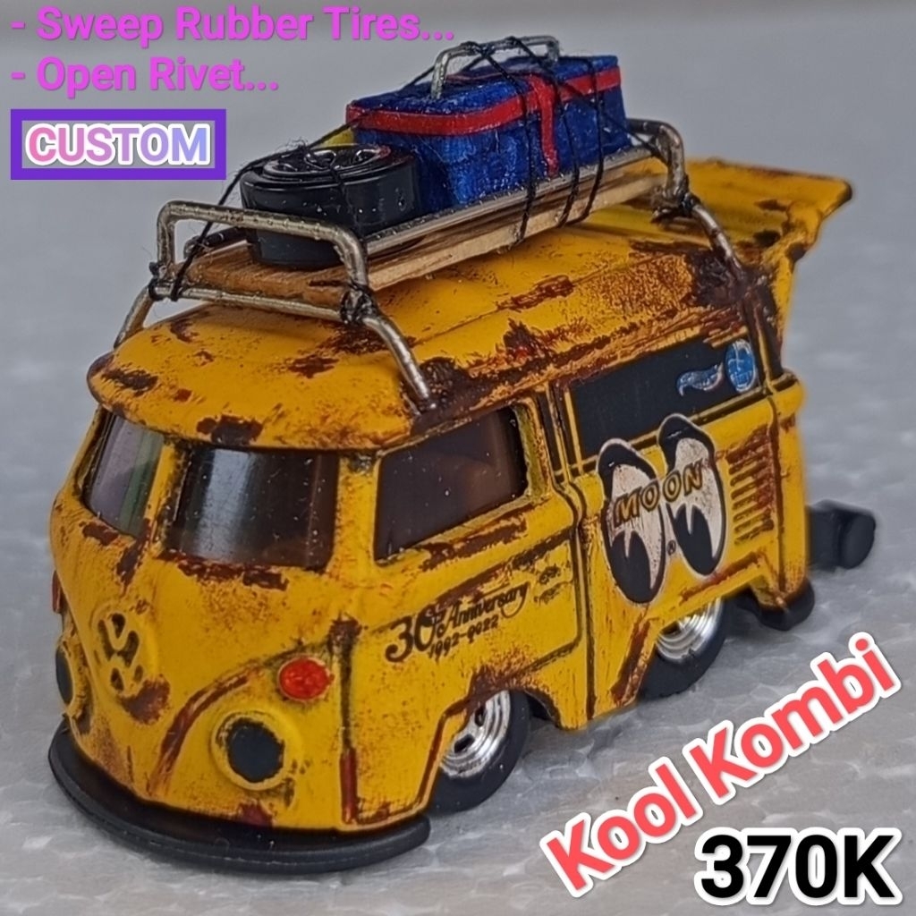 Hot Wheels Surf's Up VW Volkswagen Kool Kombi Mooneyes Custom Rat Look Rusty Roof Rack Loose