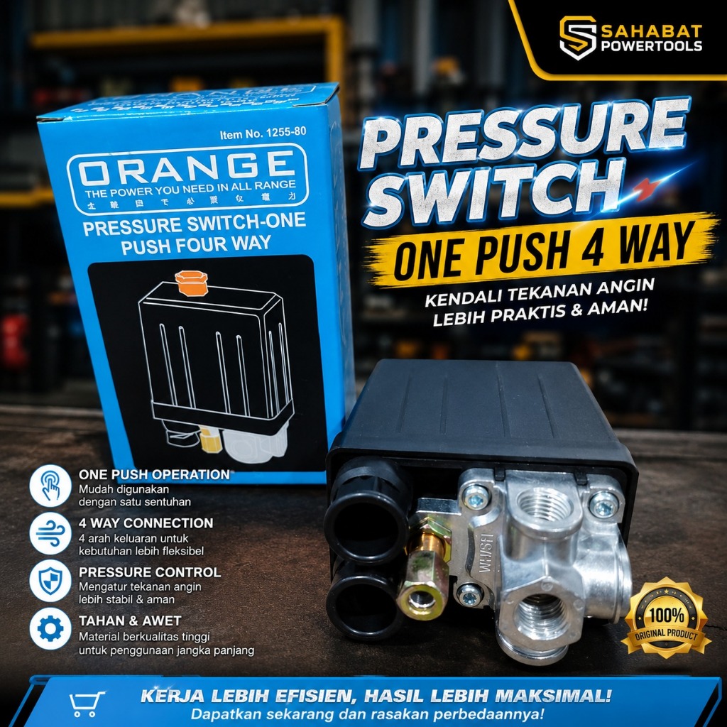 4 LUBANG ORANGE Pressure Switch Otomatis Kompresor Angin Portable