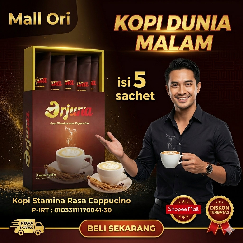 Kopi Herbal Pria - 5 Sachet Meningkatkan jam malam Kuat melek Di kamar BPOM Halal