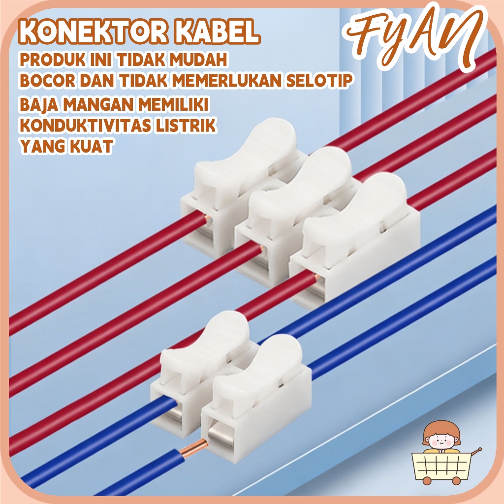 Konektor Kabel Listrik 2 Pin Quick Connect Isi 50 atau 100 Pcs