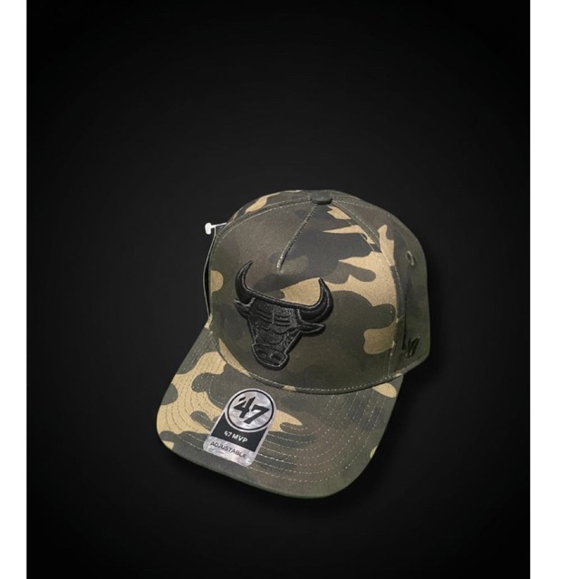 Logo Bulls Hitam Casual Bahan Camo Loreng Coklat Topi Premium Pria Wanita