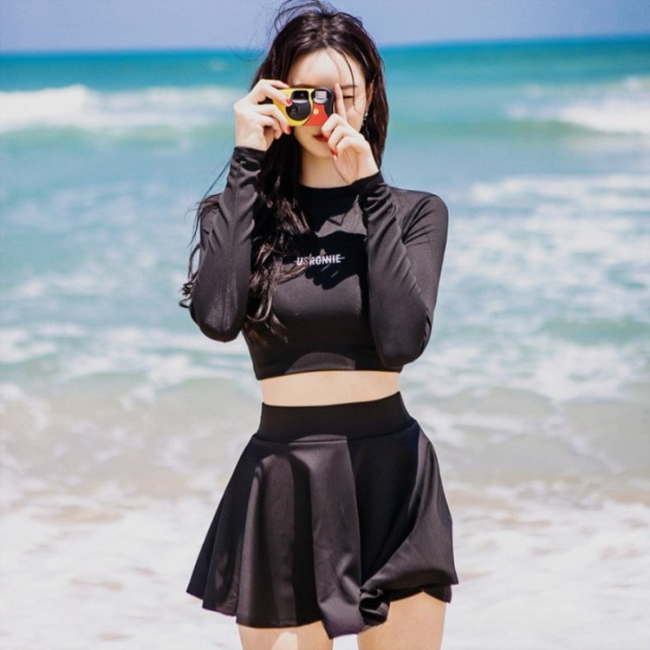Swimsuit Baju Renang Wanita Korean Version Full Set Swimsuit Seksi Lengan Panjang