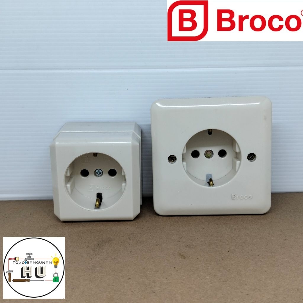 BROCO Stop Kontak Tembok IB / Kayu OB Cream Original