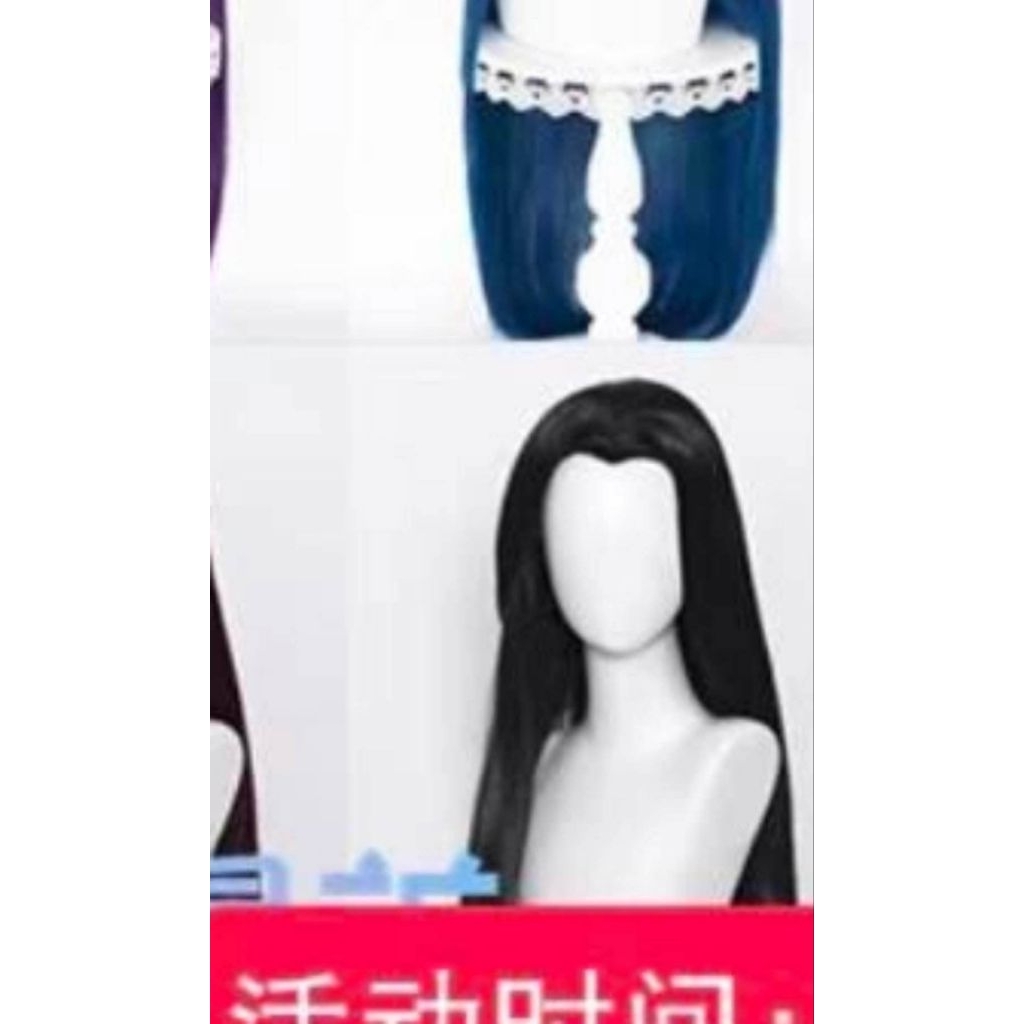 Wig hitam belah tengah manmei 100cm new cosplay base daily