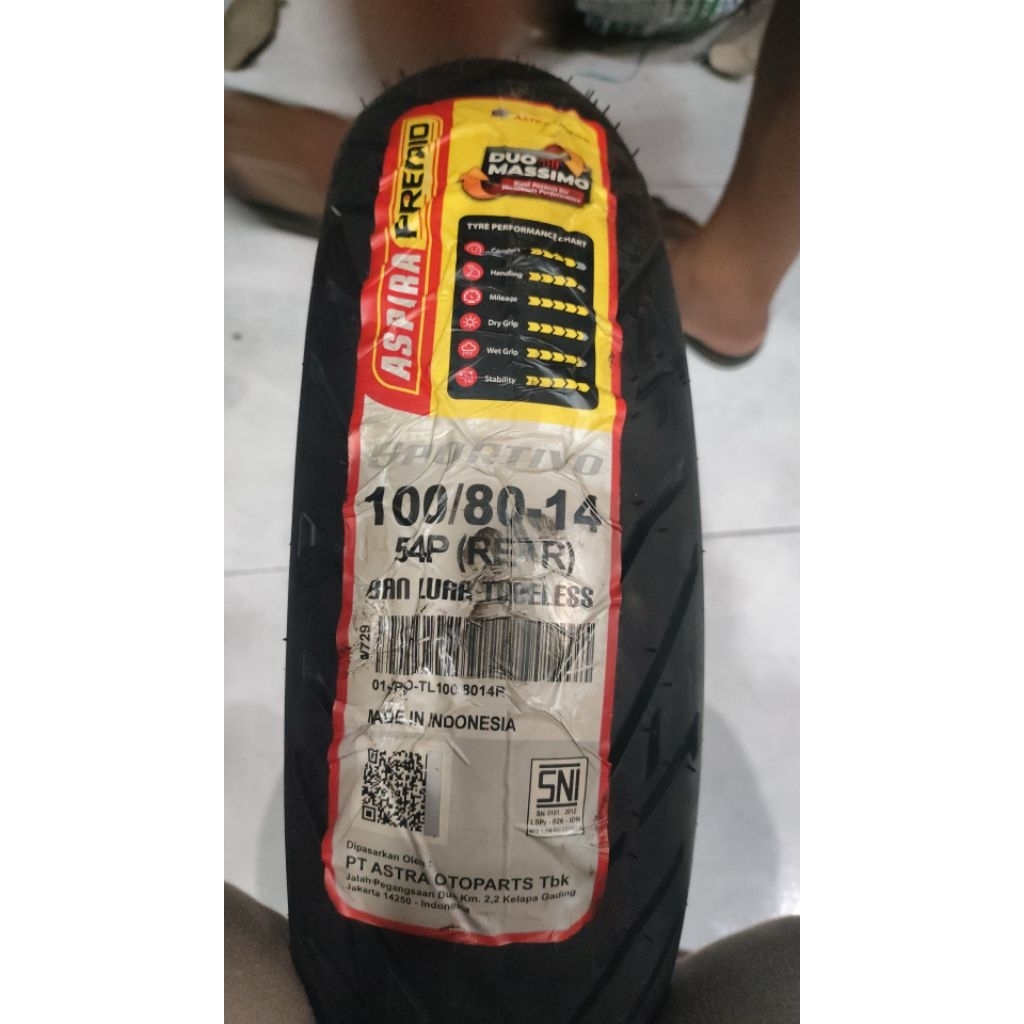 aspira ban luar aspira premio ukuran 100/80 ring 14 tubles