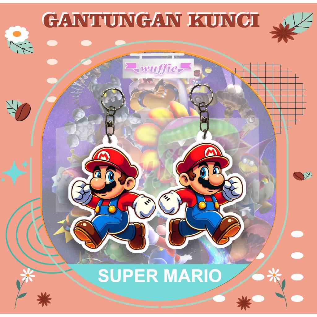 [BUKAN PO] Gantungan Kunci Akrilik Super Mario / Keychain Acrilic Super Mario