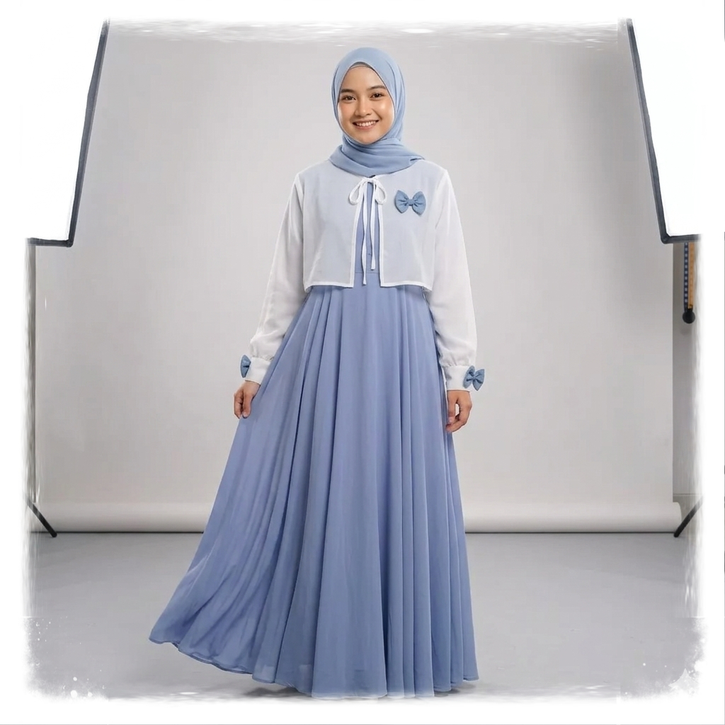 DIZA Gamis Set Rompi Remaja Bahan Ceruti Premium Modis Baby Doll Gamis Kondangan Kekinian