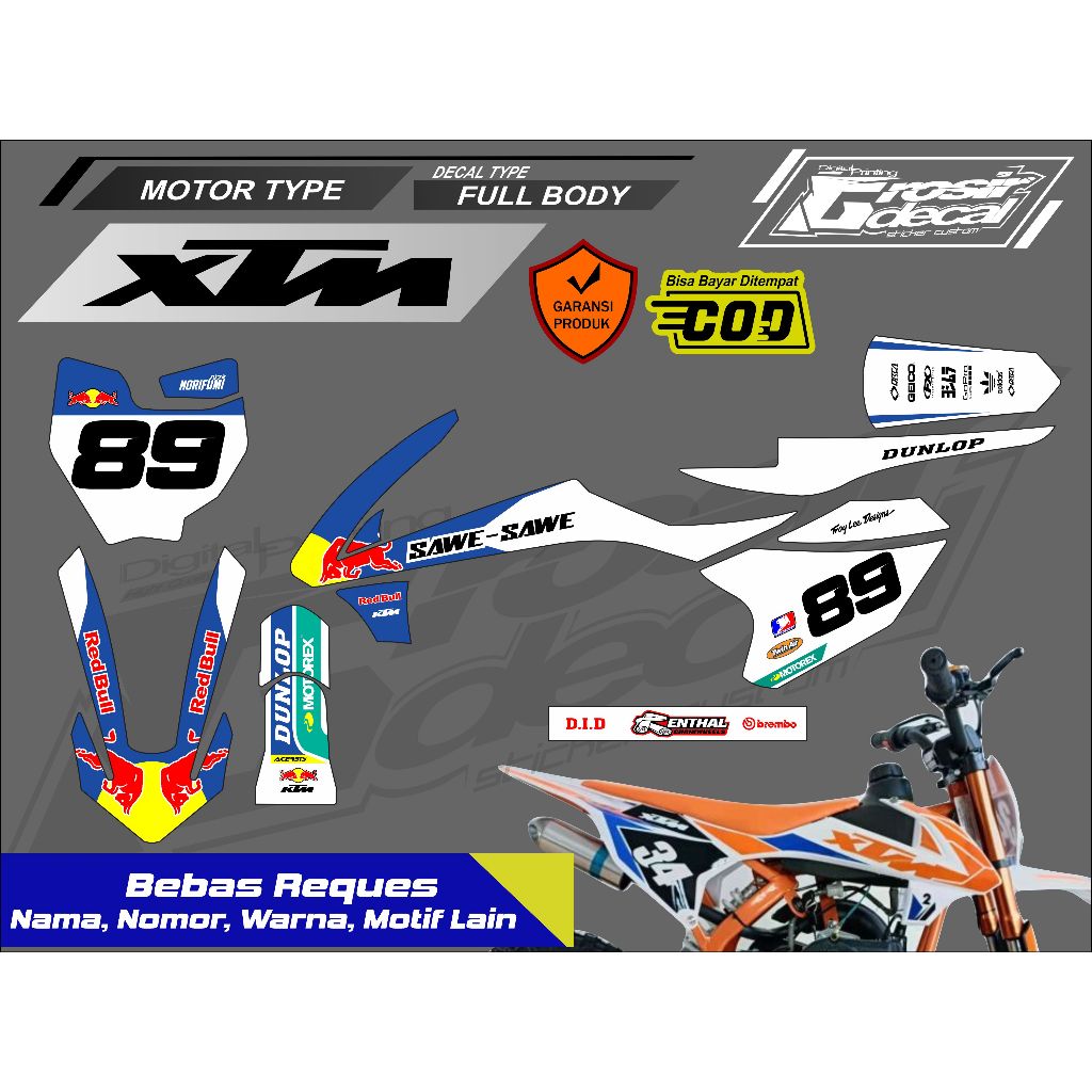 Decal Stiker Striping Trail Mini XTM 50cc New SK 50cc LENKA MC12 50cc Full Body Free Custom