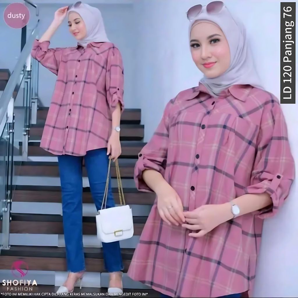 Kemeja Blouse Katun Salur Kemeja Katun Salur Blus Wanita