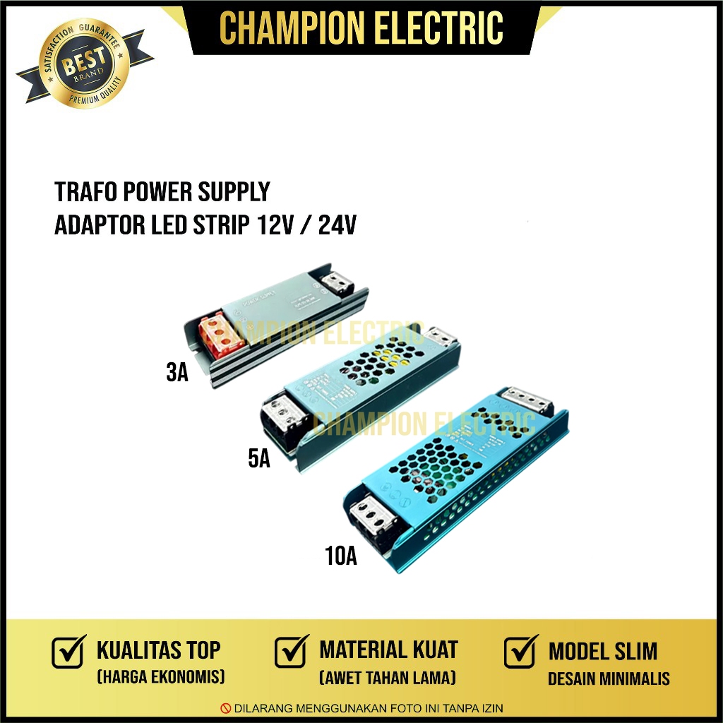 Power Supply 12V atau 24V 3A 5A 10A Adaptor DC 12 Volt atau 24 Volt untuk Lampu LED Strip