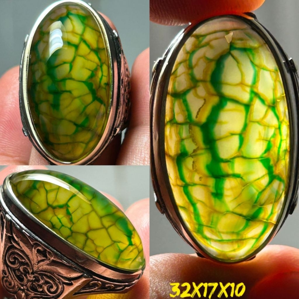 NATURAL BATU AKIK PANDAN SISIK NAGA HIJAU CEPLOK KURO KUALITAS SUPER HQ