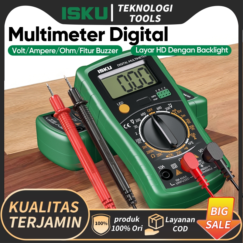 ISKU Alat Ukur Listrik Avometer Digital Multitester Aman Anti Konslet Dual Fuse Protection Layar Ter