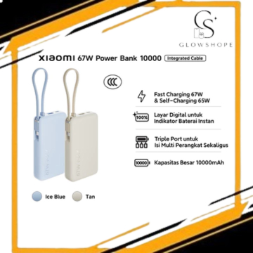 POWERBANK Xiaomi 67W Power Bank 10000mAh (Integrated Cable) | Fast Charging 67W & Self-Charging 65W 