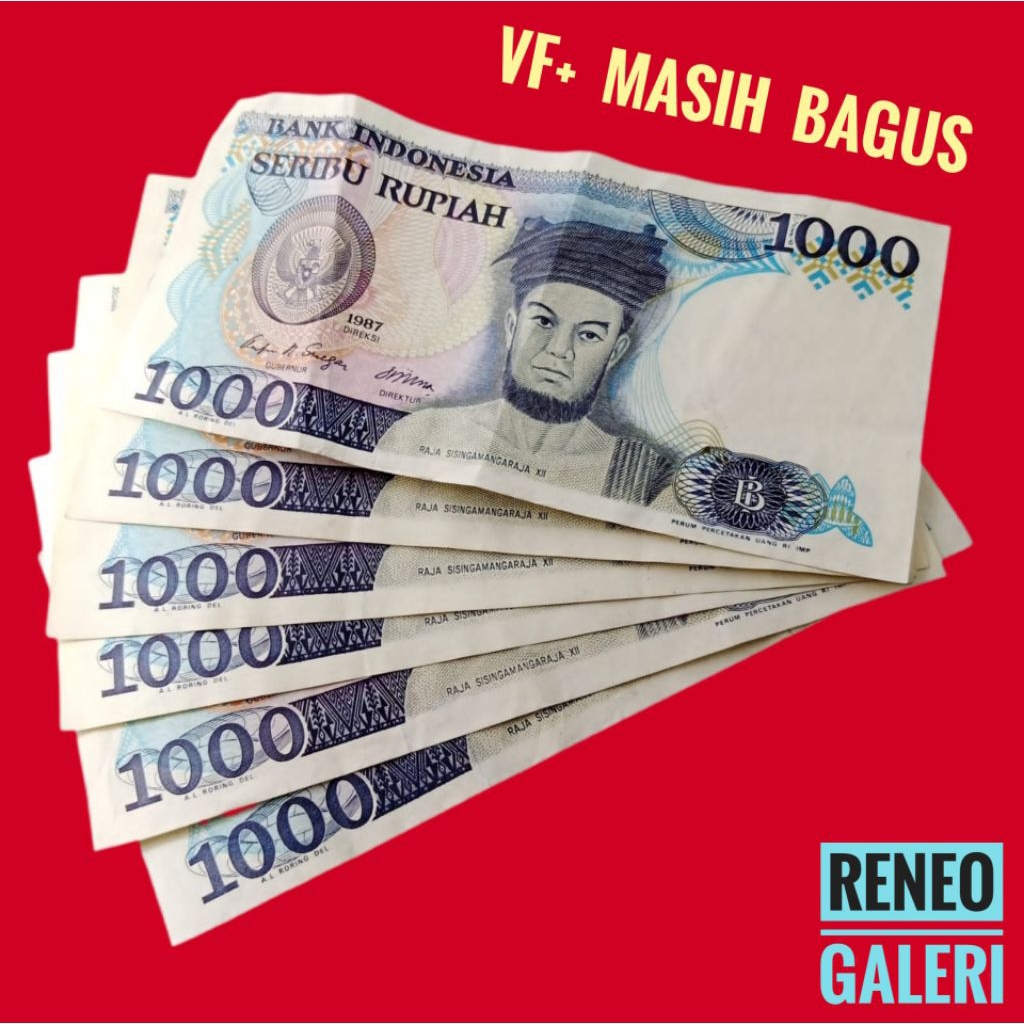 VF+ Asli 500 Rupiah Raja Sisingamangaraja IX tahun 1987 uang kertas kuno duit jadul lawas lama antik