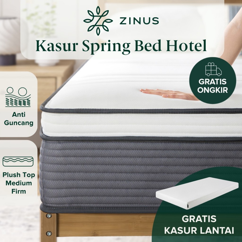 [GRATIS KASUR LANTAI COVER WARNA PUTIH] Kasur Zinus Plush Top Extra Nyaman