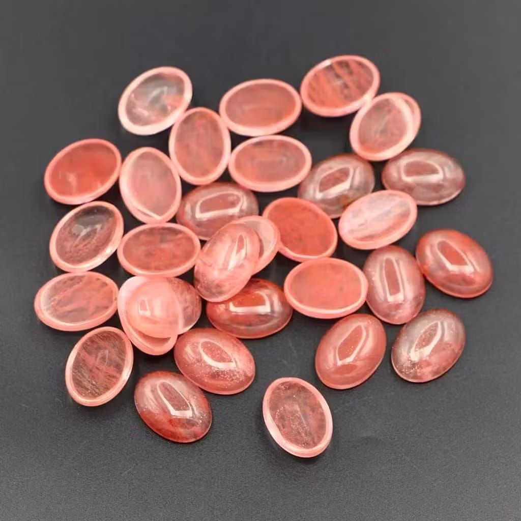 batu akik lepasan natural rutilated quartz kecubung rambut merah /Cendana merah