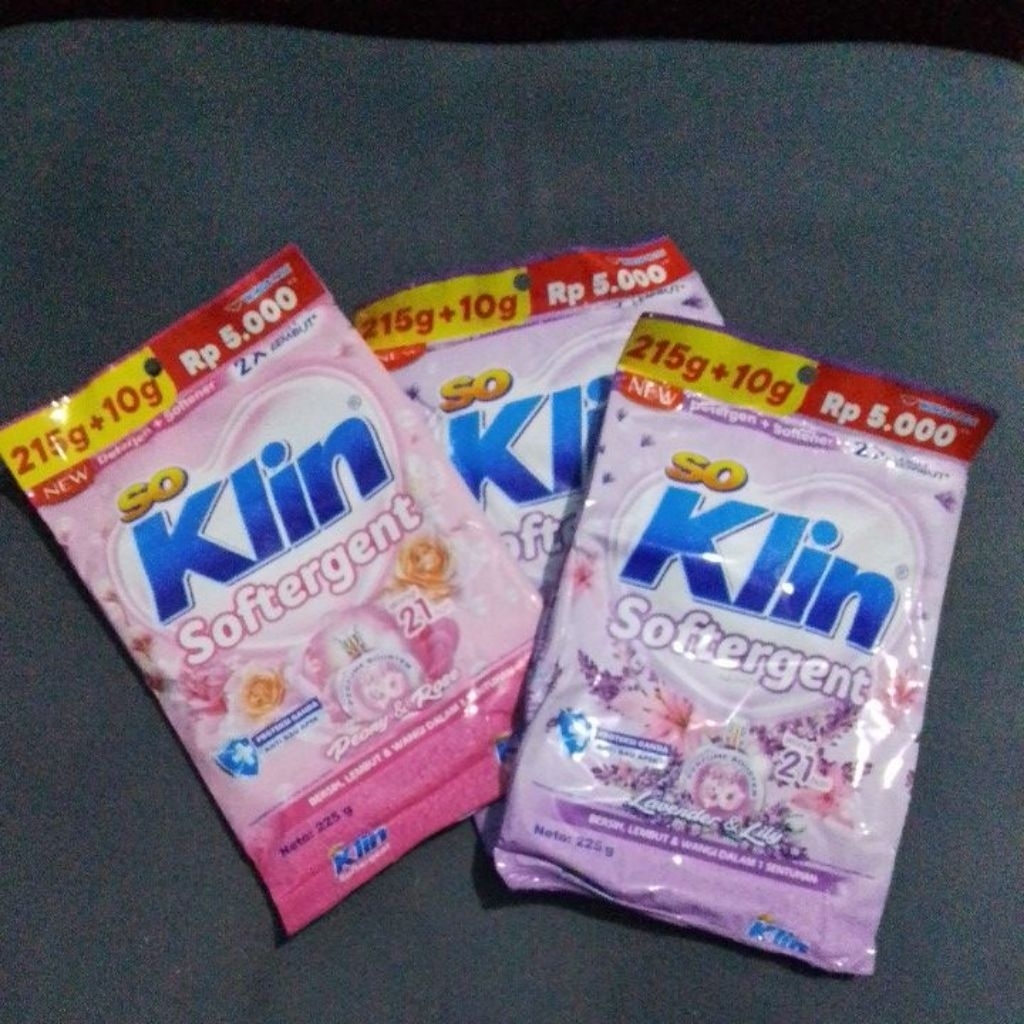 So klin softergent bubuk 225g deterjen + softener 5000