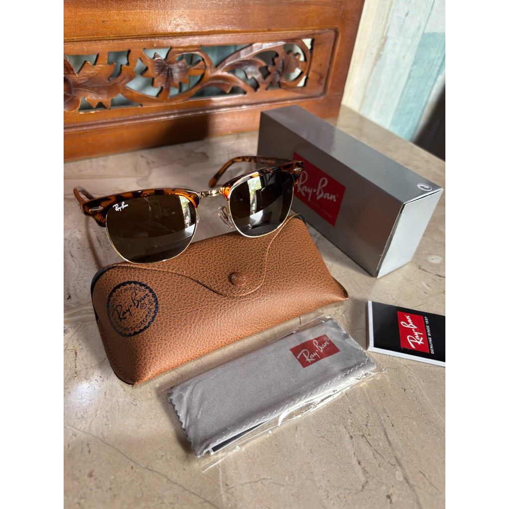 kacamata klasik ray-ban Rb 3016 sz 51 club master tortoise kaca coklat