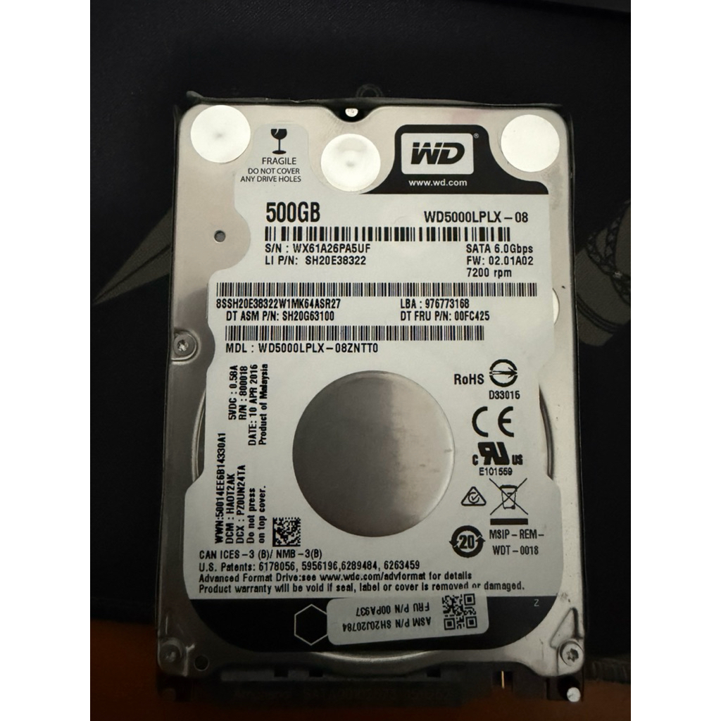 HDD WD 500GB Sentinel 100%