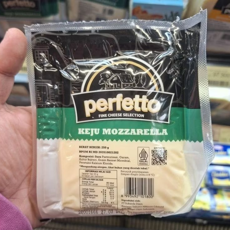 Perfetto Mozarella Slice Cheese | keju Mozarella perfetto / pcs 250 gram