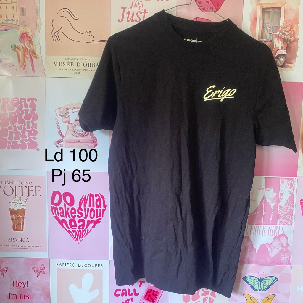Preloved Kaos Hitam Erigo Summer size S Unisex