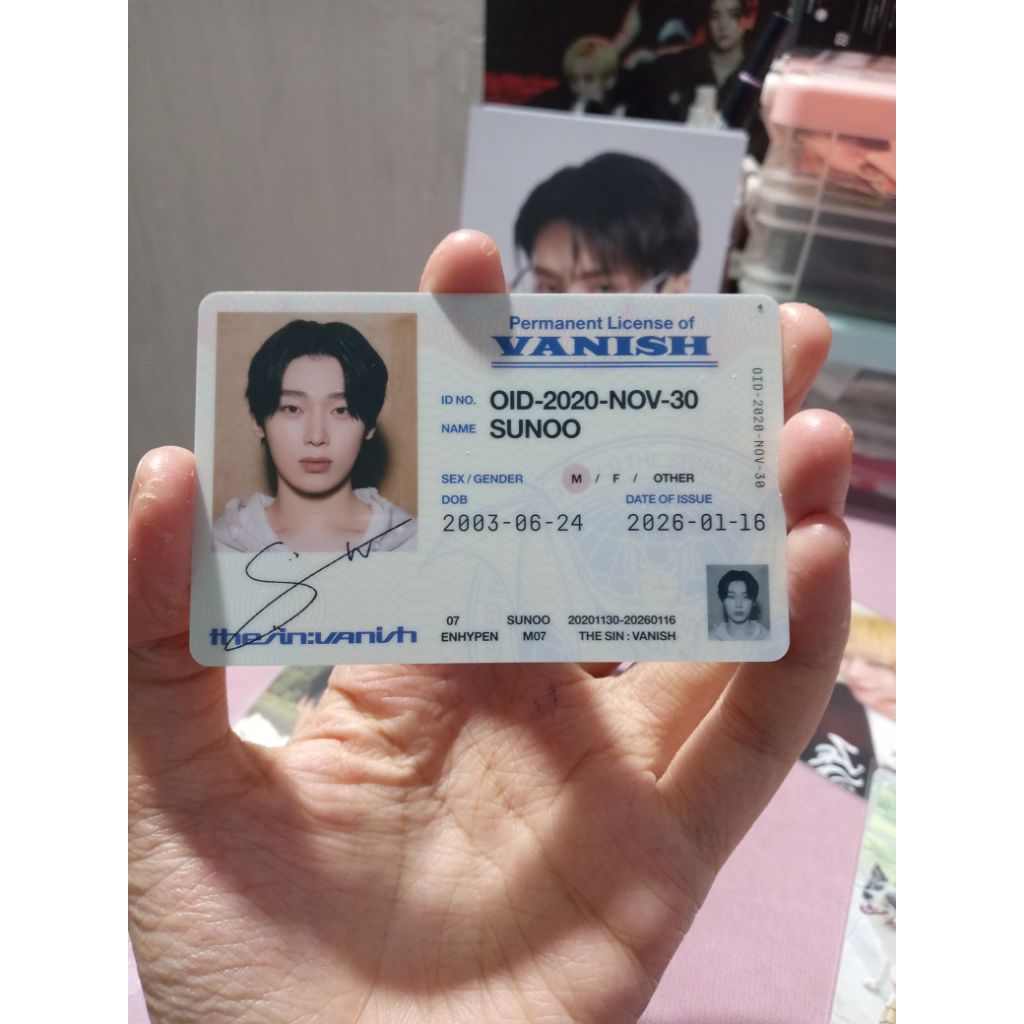 PHOTOCARD OFFICIAL ENHYPEN SUNOO ID CARD FUGITIVES
