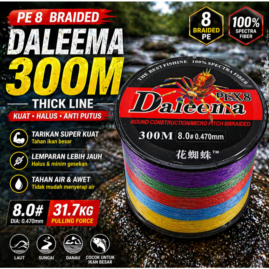 Senar Pancing | Senar PE | Kail Tali Pancing PE Extreme Braid Line 0.4 | 1.2 | 2.5 | 3.0 | 5.0 | 8.0