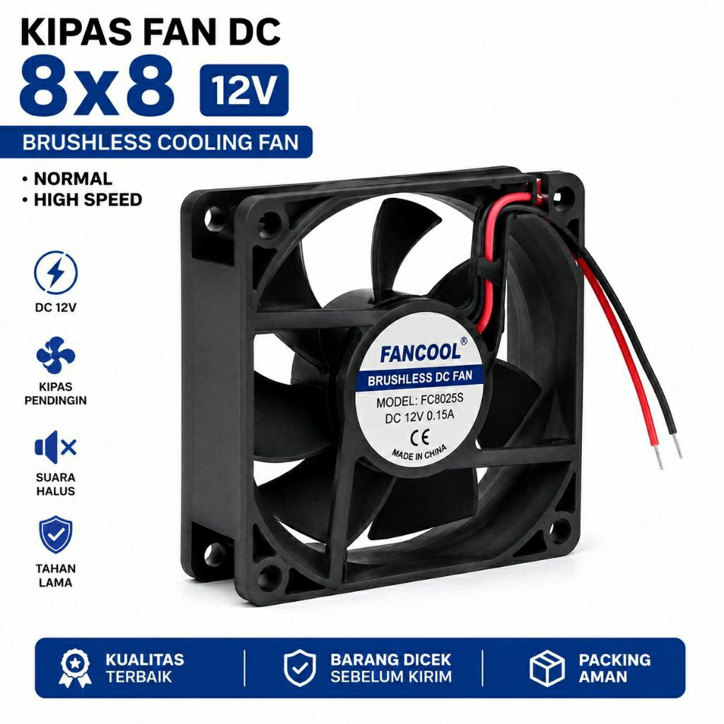 Kipas Fan DC 8x8 12V Brushless Cooling Fan Normal / High Speed