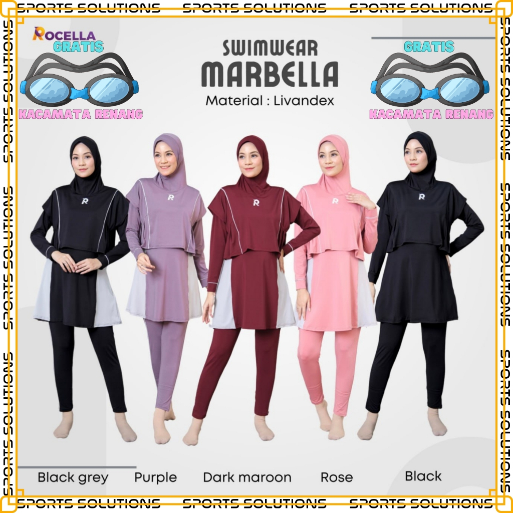BAJU RENANG MUSLIMAH - BAJU RENANG WANITA MUSLIM - BAJU RENANG MUSLIMAH HIJAB - BAJU RENANG DEWASA M