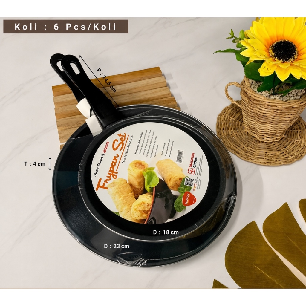 Frypan Set Maspion 18 & 23 cm | Wajan Teflon Anti Lengket