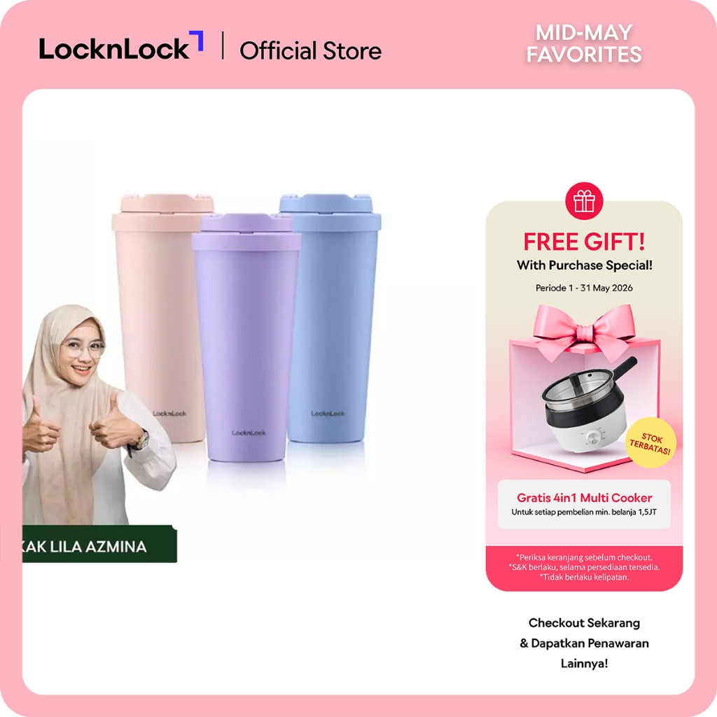 [Kak Lila] LocknLock One Touch Clip Tumbler 550ML - LHC3249