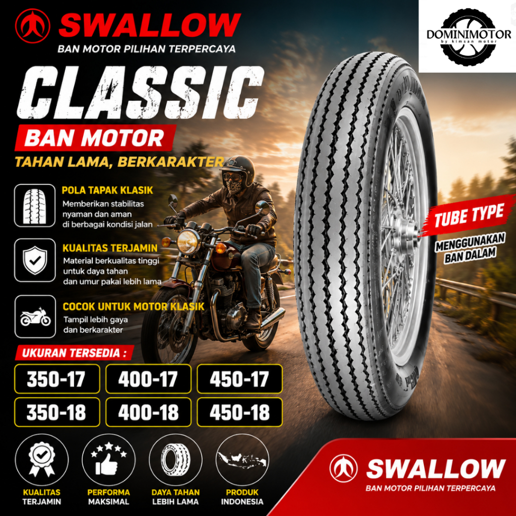 SWALLOW CLASSIC SB135 Ban Motor Ring 17 18  350-17 400-17 450-17 350-18 400-18 450-18 Ban RIng 18 Ba