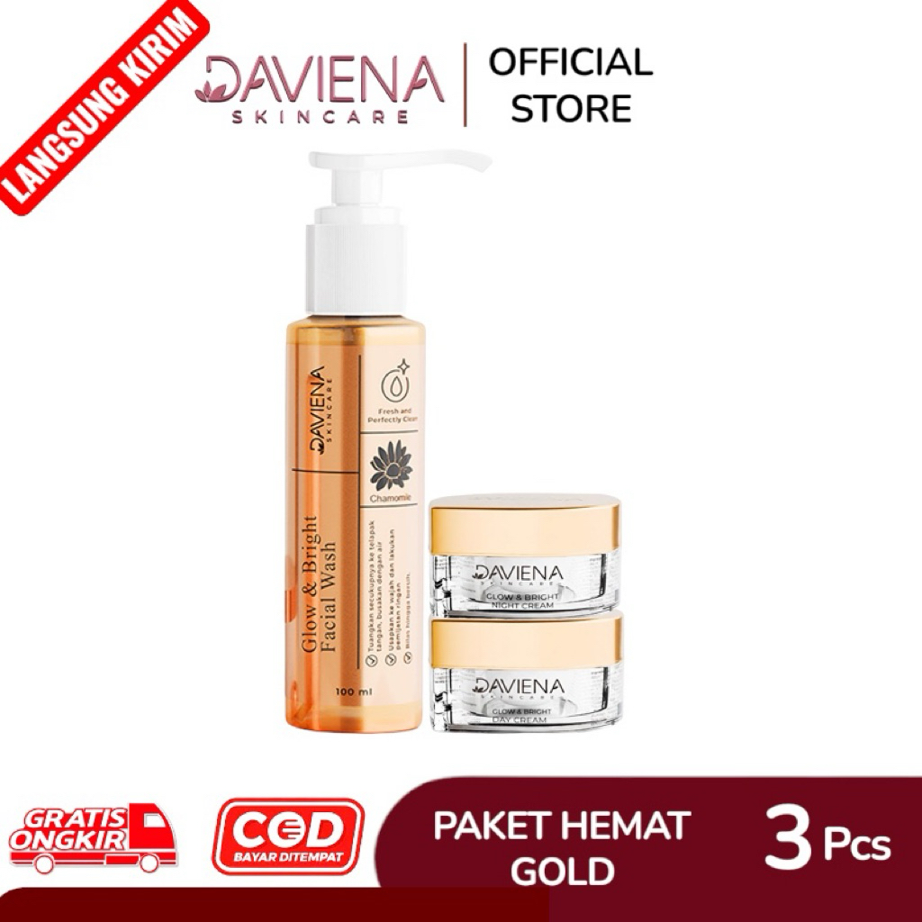 Daviena Skincare - Paket Hemat Gold Daviena Skincare | 3 Item Daviena Skincare