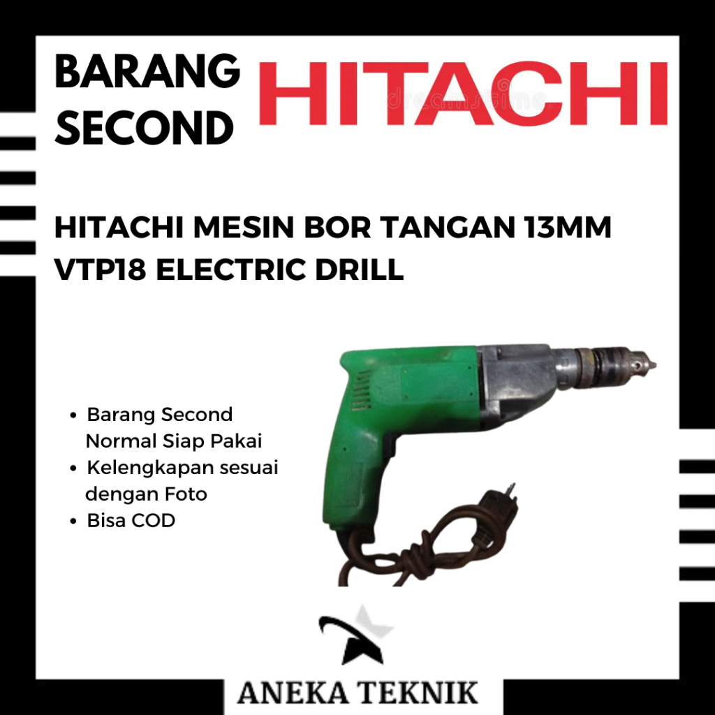 HITACHI MESIN BOR TANGAN 13MM VTP18 ELECTRIC DRILL