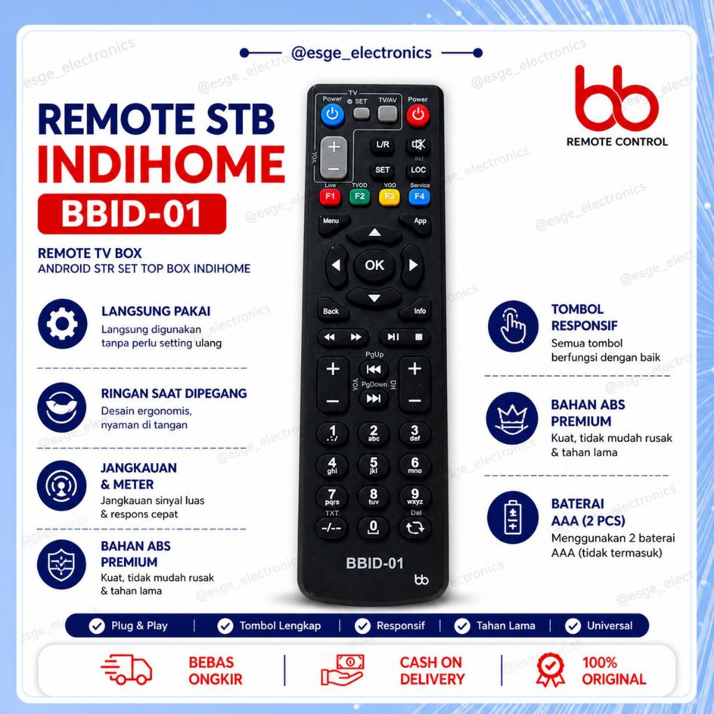 ORIGINAL REMOTE INDIHOME REMOTE TV BB BBID-01 INDIHOME REMOTE STB INDIHOME
