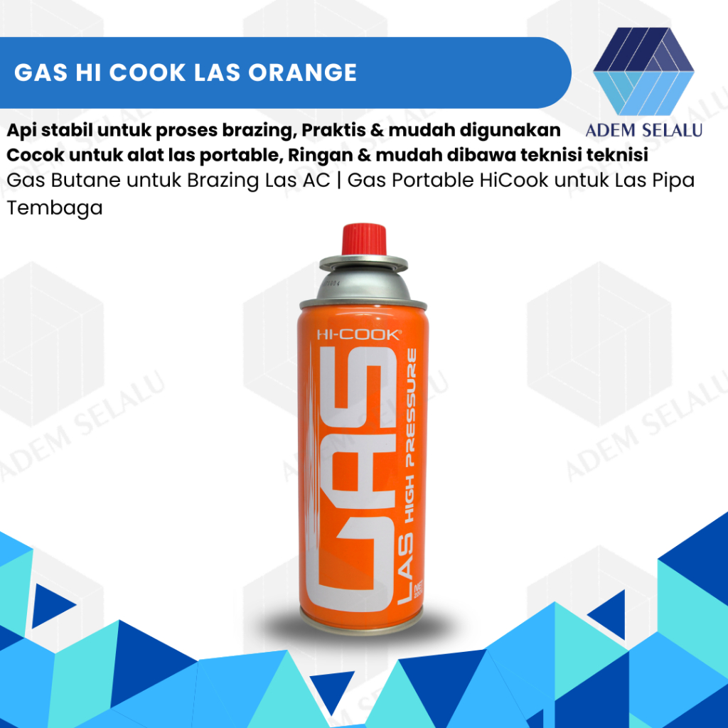 Gas Hi Cook Las Orange | Gas Butane untuk Brazing Las AC | Gas Portable HiCook untuk Las Pipa Tembag