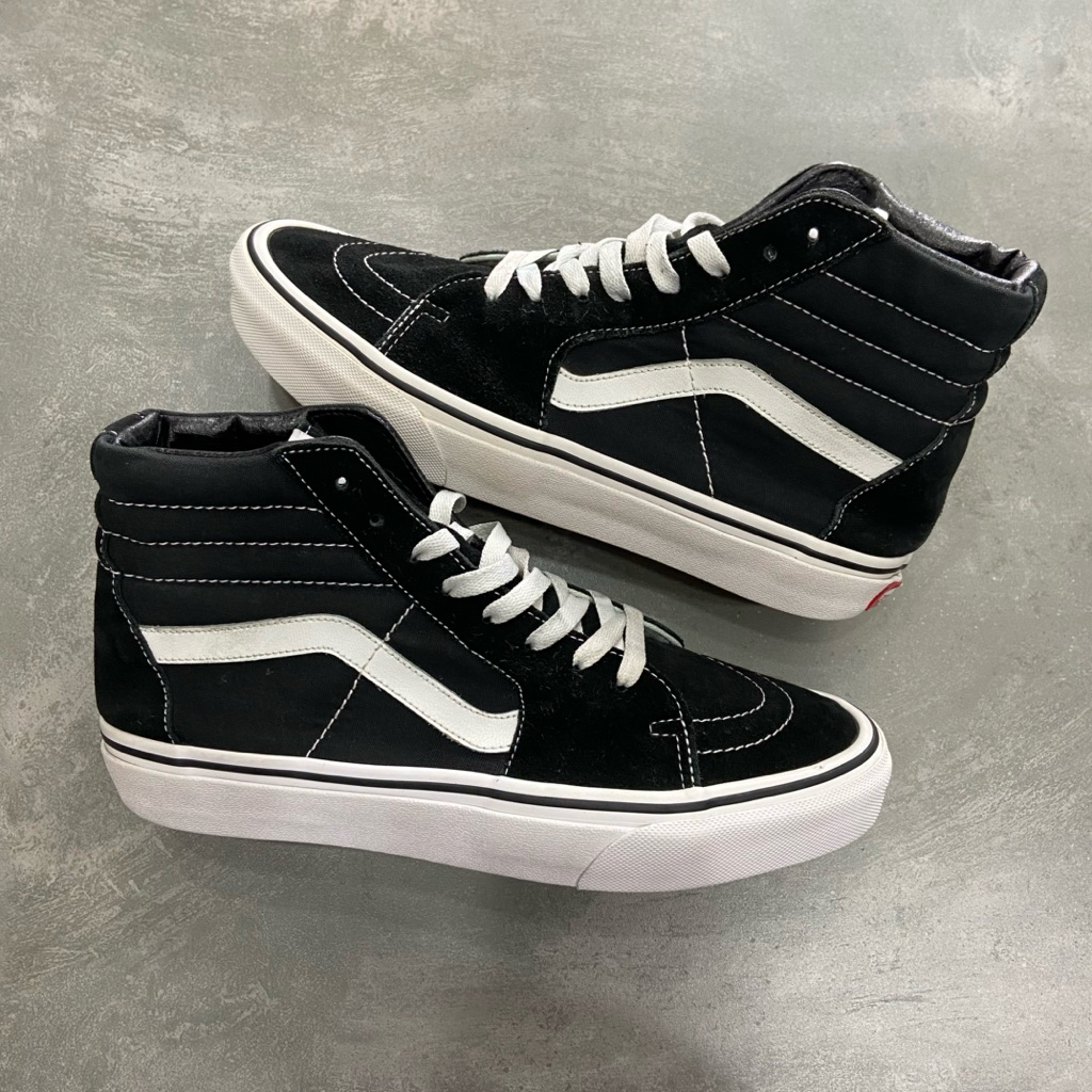 [Size 42] Rare Vans Sk8-Hi Black White Second Original Kondisi Mulus Nominus, Kondisi bisa dilihat p