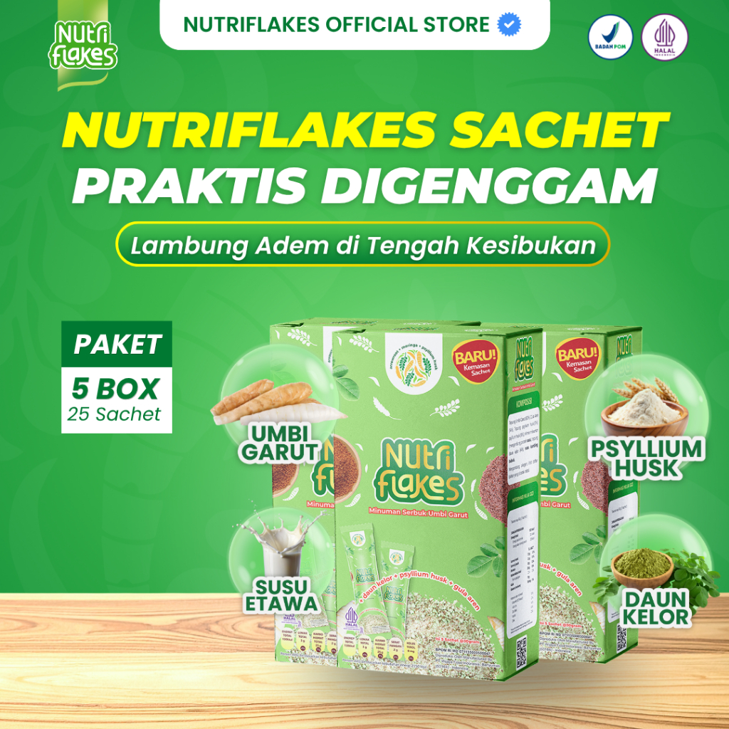 Kemasan Sachet Nutriflakes Paket 5 Box Sereal 750 gram