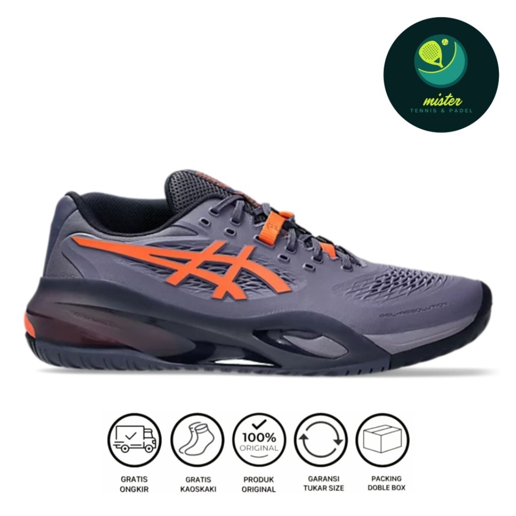 Sepatu Tennis Padel Asics Gel Resolution X Greyish Purple/Nova Orange